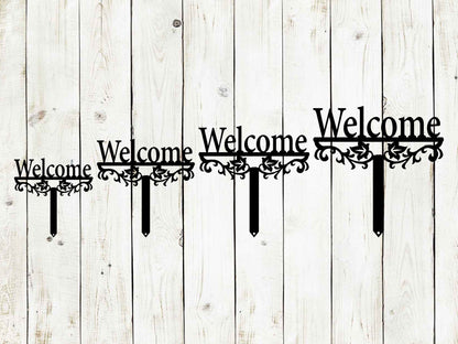 Welcome Yard Stake Metal Sign | Outdoor Garden Entry Decor
