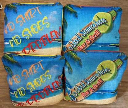 Tiki Beach Bar Sayings for Pool/Cottage Cornhole Boards ACL Regulation, UV direct print