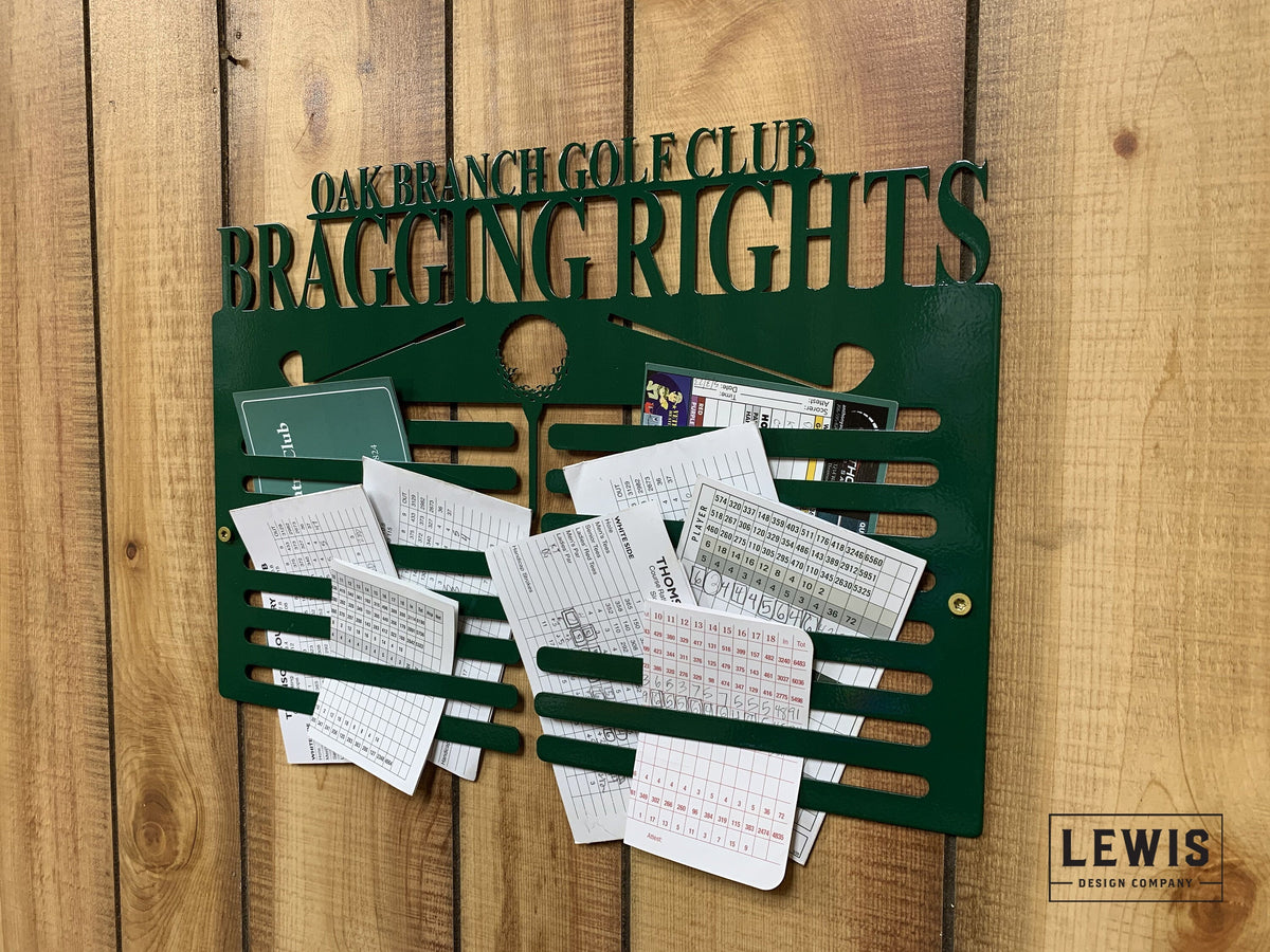 Golf Scorecard Display with Clubs | Personalized Metal Golf Decor