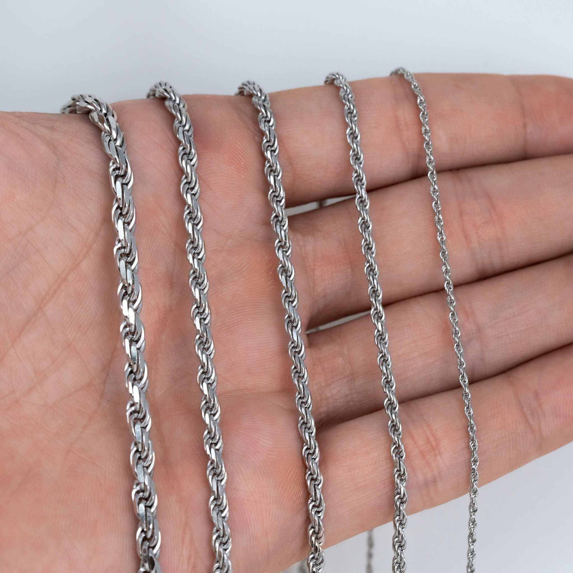 Solid Real 925 Sterling Silver Rope Chains 1.5-4mm 18-30 inches Italy - Triathlete Store