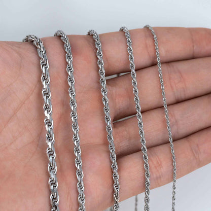 Solid Real 925 Sterling Silver Rope Chains 1.5-4mm 18-30 inches Italy - Triathlete Store