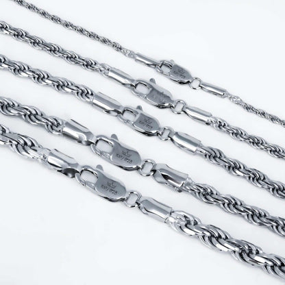 Solid Real 925 Sterling Silver Rope Chains 1.5-4mm 18-30 inches Italy - Triathlete Store