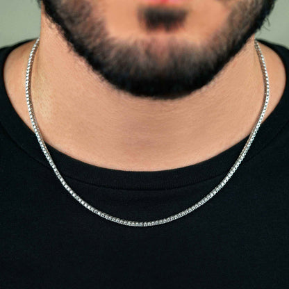 Unisex 2mm Real Moissanite Tennis Chain