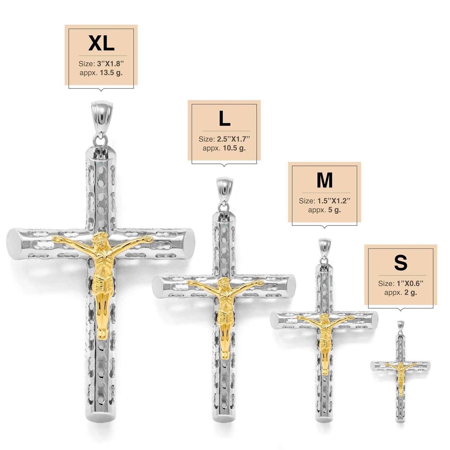 Jesus Crucufix Cross Pendant - Two Tone
