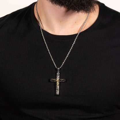 Jesus Crucufix Cross Pendant - Two Tone