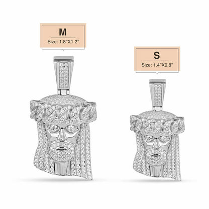 Moissanite Jesus Head Piece Pendant 925 Sterling Silver