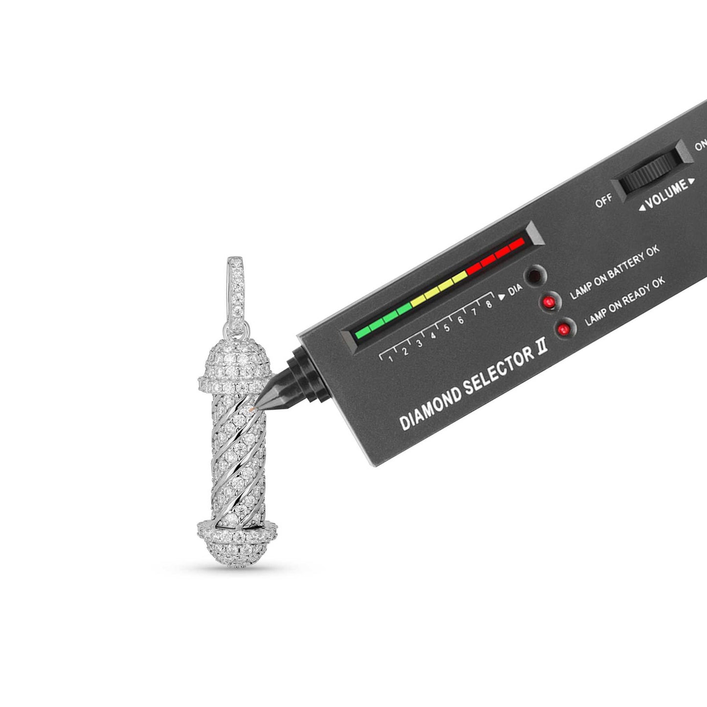 Moissanite Barber Pole Pendant in 925 Sterling Silver