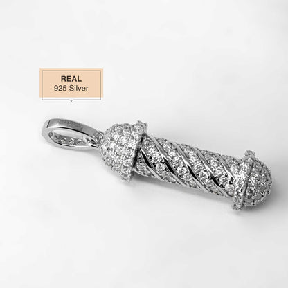 Moissanite Barber Pole Pendant in 925 Sterling Silver