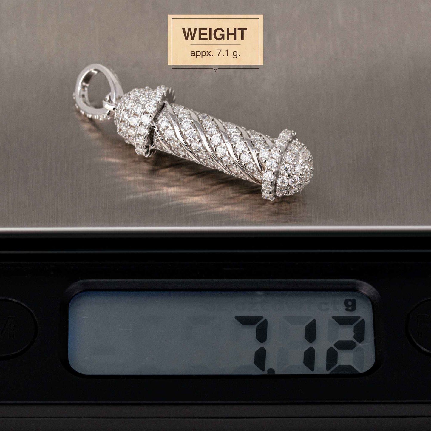 Moissanite Barber Pole Pendant in 925 Sterling Silver