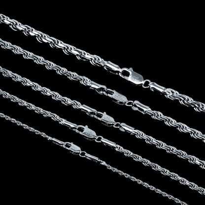 Solid Real 925 Sterling Silver Rope Chains 1.5-4mm 18-30 inches Italy - Triathlete Store