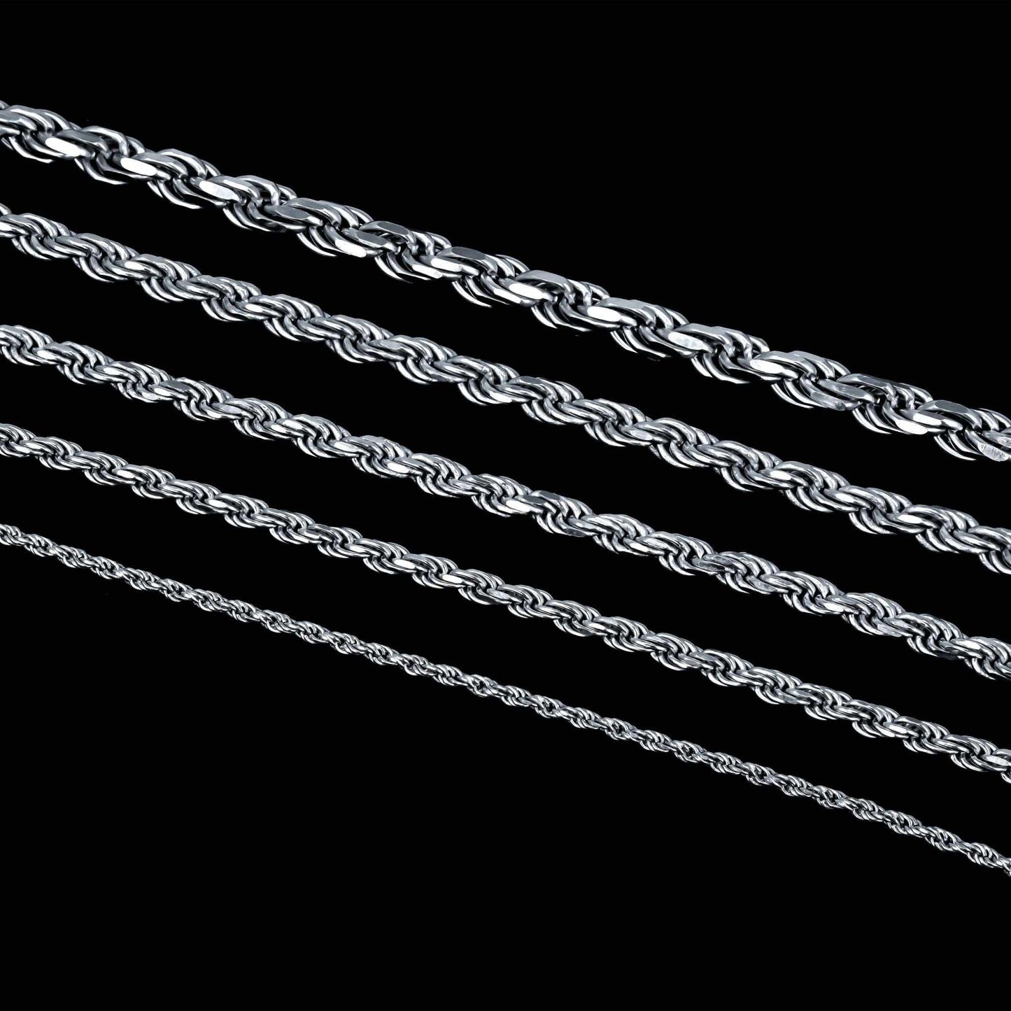 Solid Real 925 Sterling Silver Rope Chains 1.5-4mm 18-30 inches Italy - Triathlete Store