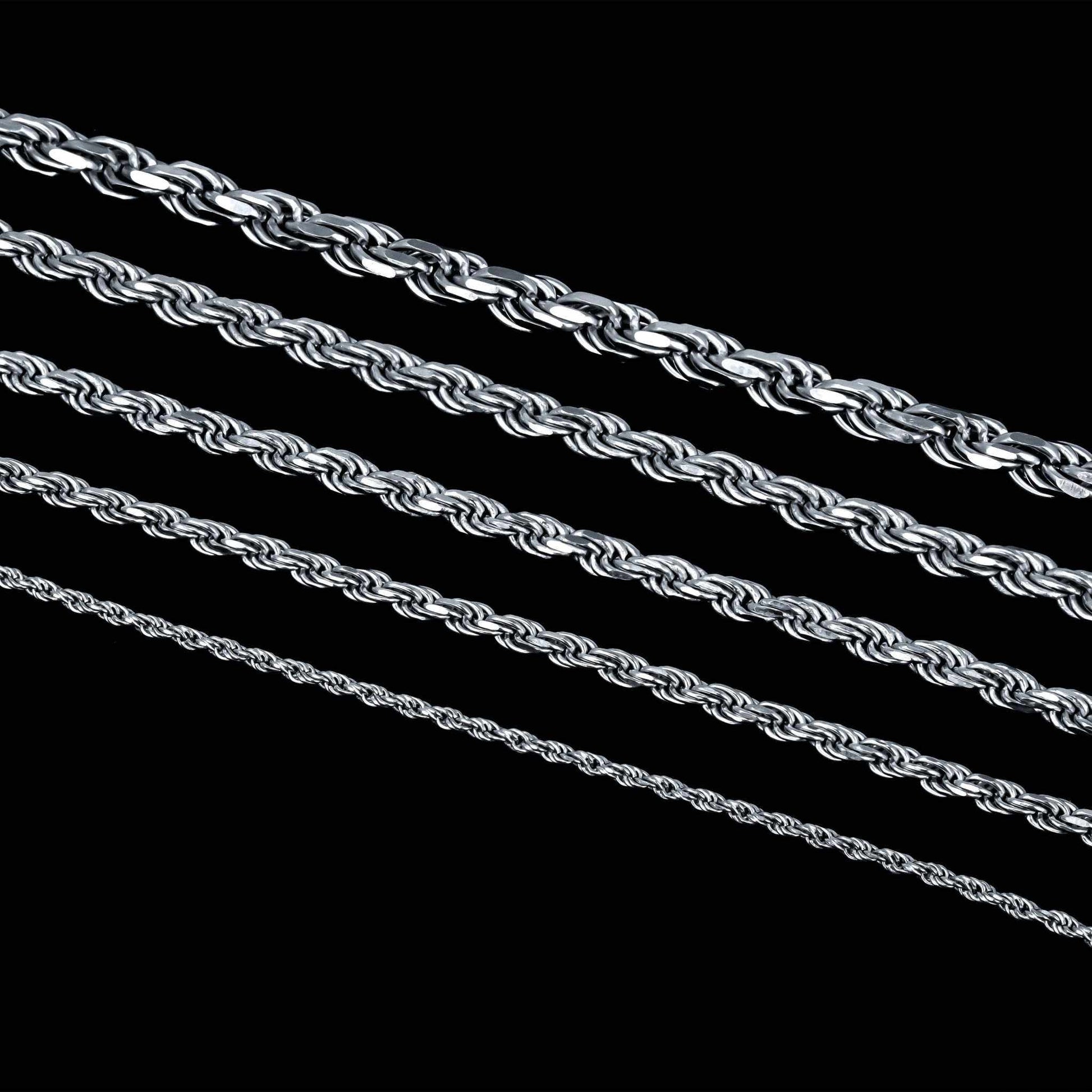 Solid Real 925 Sterling Silver Rope Chains 1.5-4mm 18-30 inches Italy - Triathlete Store