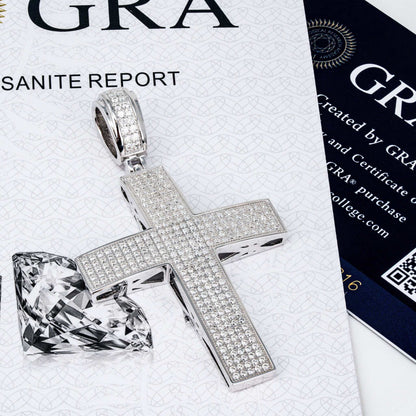 Moissanite Cross Pendant Real 925 Sterling Silver