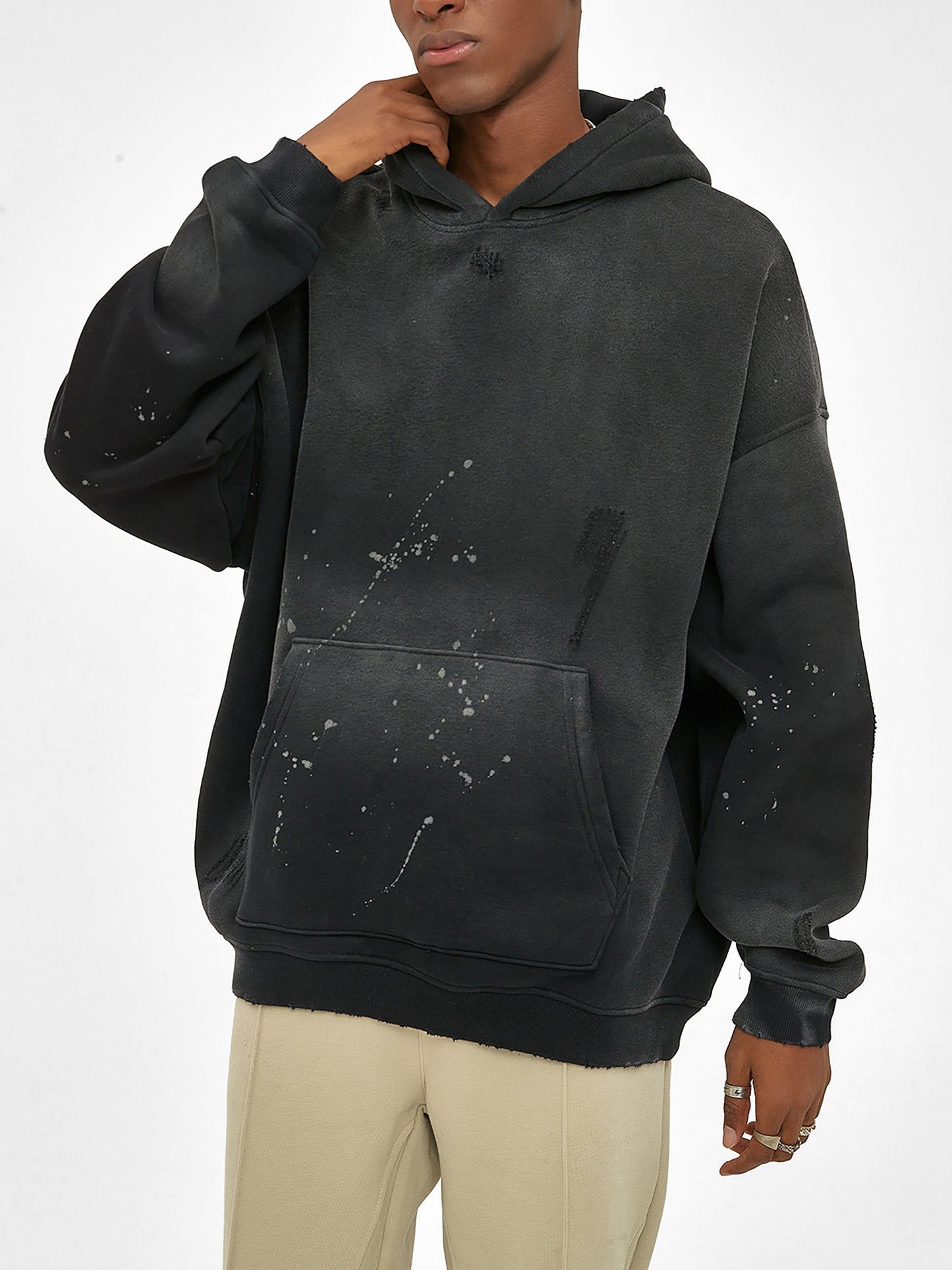 AmaruKhan Hebrews Vintage Washed Frayed Fleece Hoodie