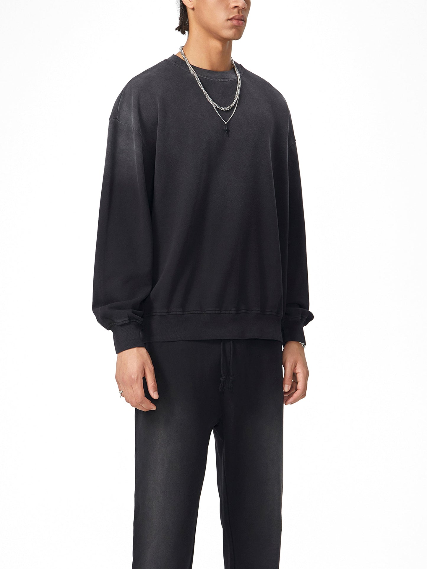 Amaru Khan Stars Handcrafted Vintage Wash Drop-Shoulder Sweatshirt