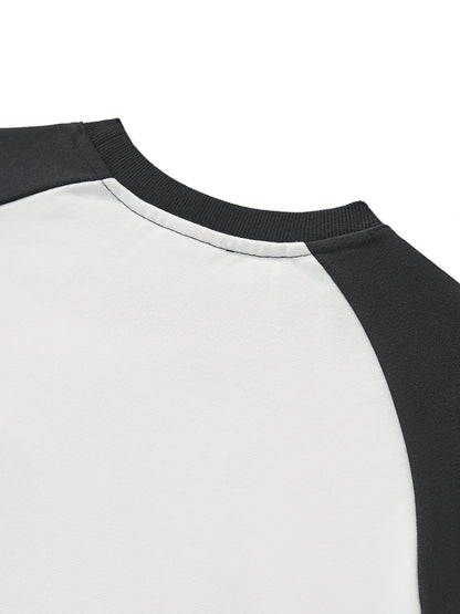 Jerry G LeGoo Raw-Hem Color-Block Raglan Crop Sweatshirt