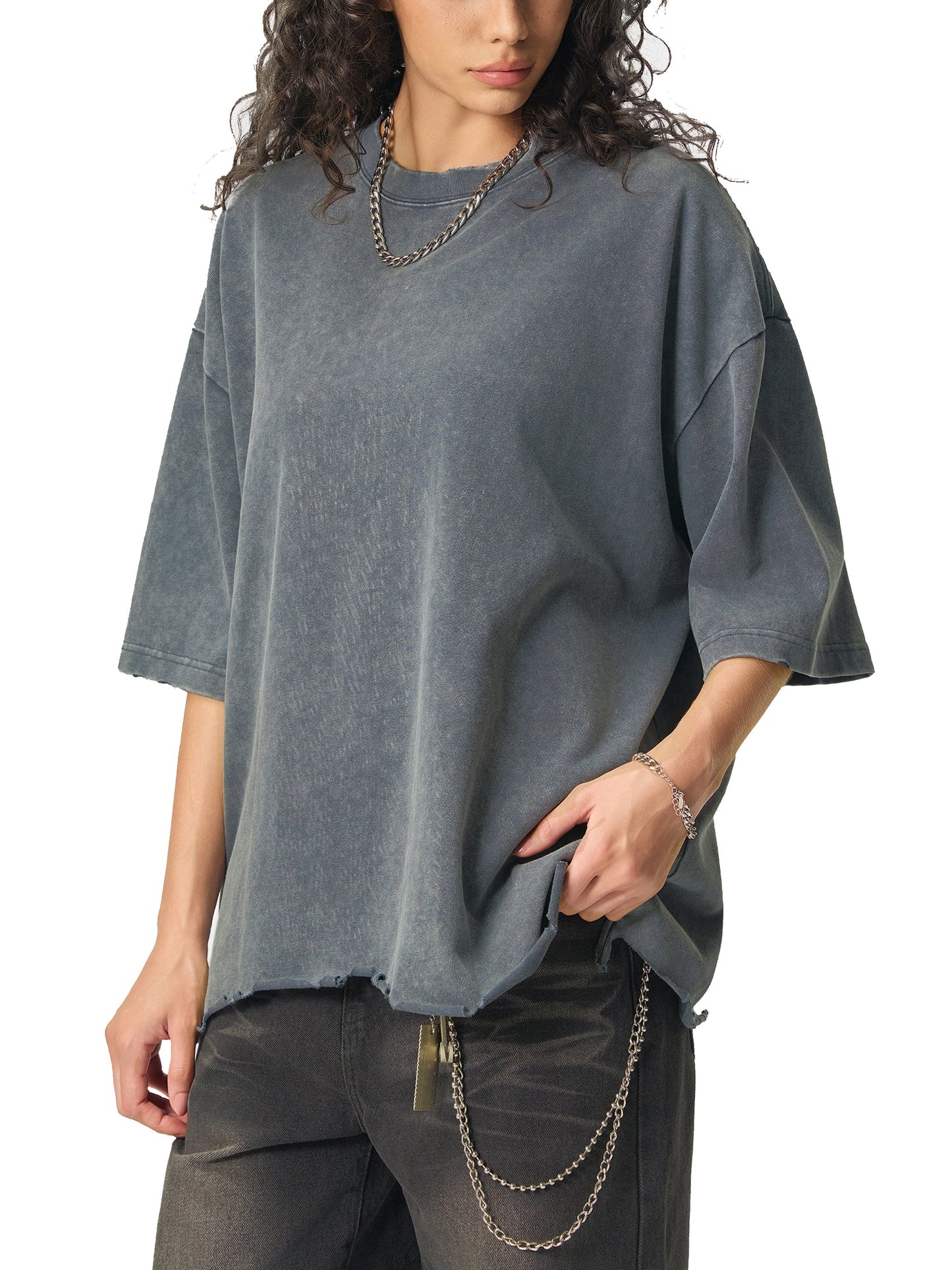 Love Pillcaso Snow Wash Raw-Hem Boxy T-shirt