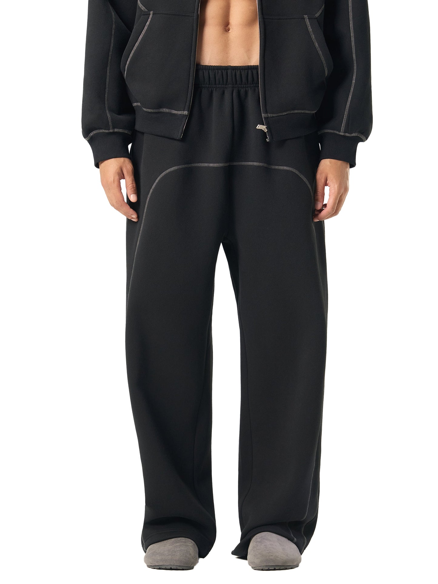 Luxury Tech Contrast-Stitched Fleece Sweatpants
