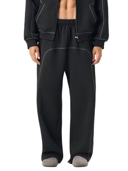 Luxury Tech Contrast-Stitched Fleece Sweatpants