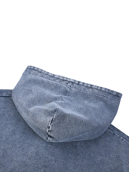 Love Bar Snow Wash Oversized Zip-Up Hoodie