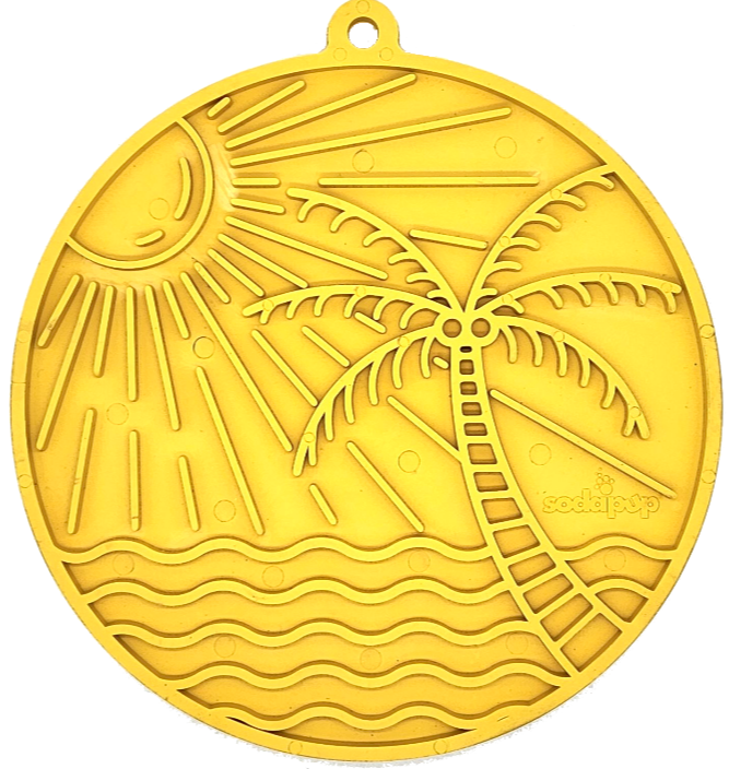 Sun n' Sea eMat - Enrichment Lick Mat For Dogs and Cats - With Suction Cups - Beach Design | USA Made