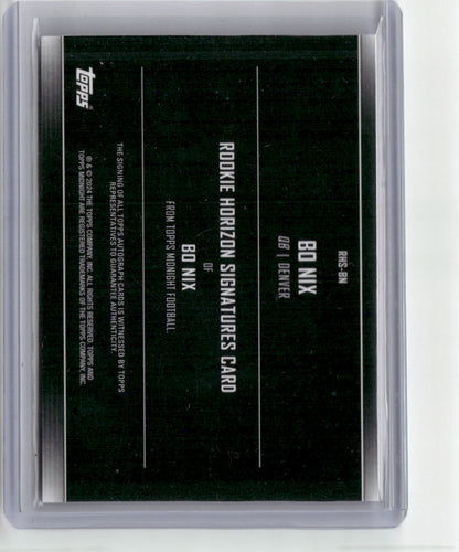 2024 Topps Midnight Rookie Horizons Bo Nix #RHS-BN Autograph Denver Broncos Rookie RC Football Card