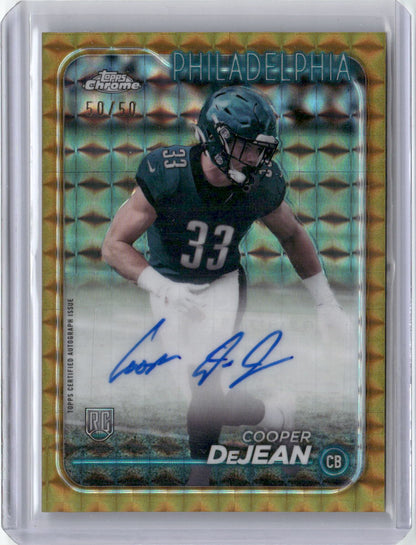 2024 Topps Chrome Gold Geometric Cooper DeJean #RA-CDE 50/50 Auto Rookie RC Football Card