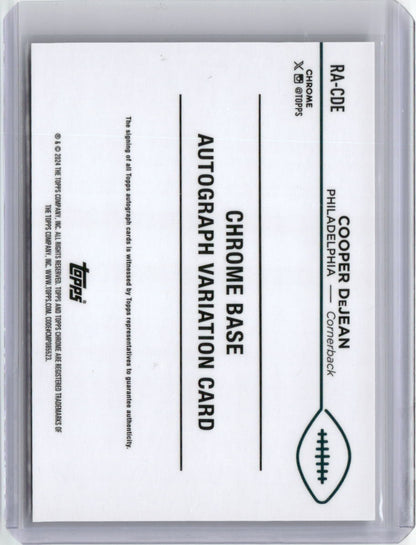 2024 Topps Chrome Silver Refractor Cooper DeJean #RA-CDE Auto Rookie RC Football Card