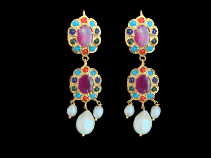 Pranila navratan hyderabadi necklace set  in fresh water pearls ( SHIPS IN 4  WEEKS )