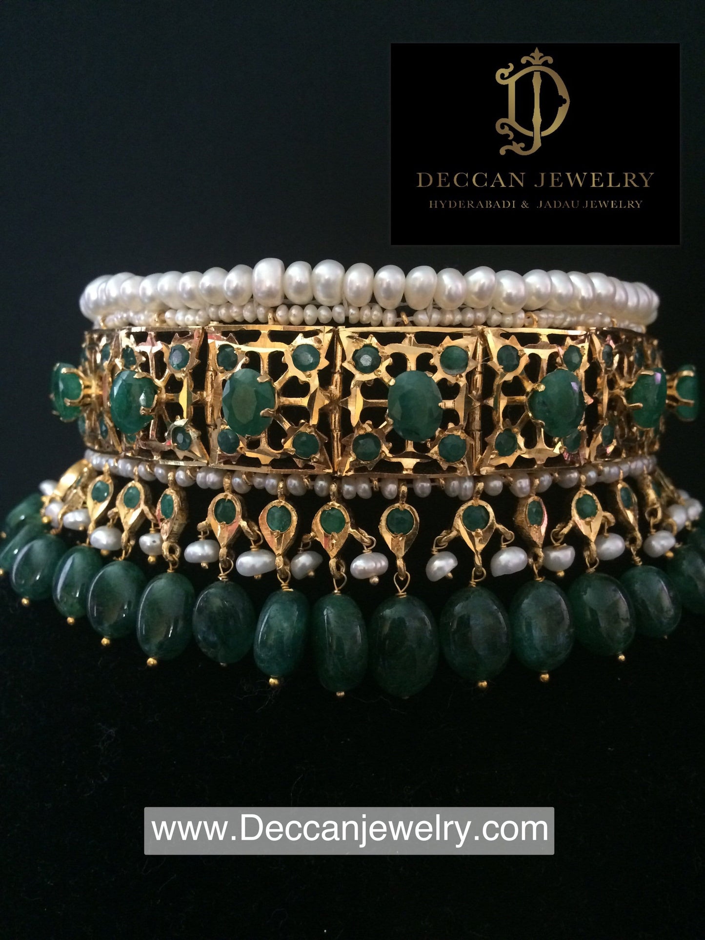Jadavi lacha in emeralds and fresh water pearl ( SHIPS IN 5 WEEKS )