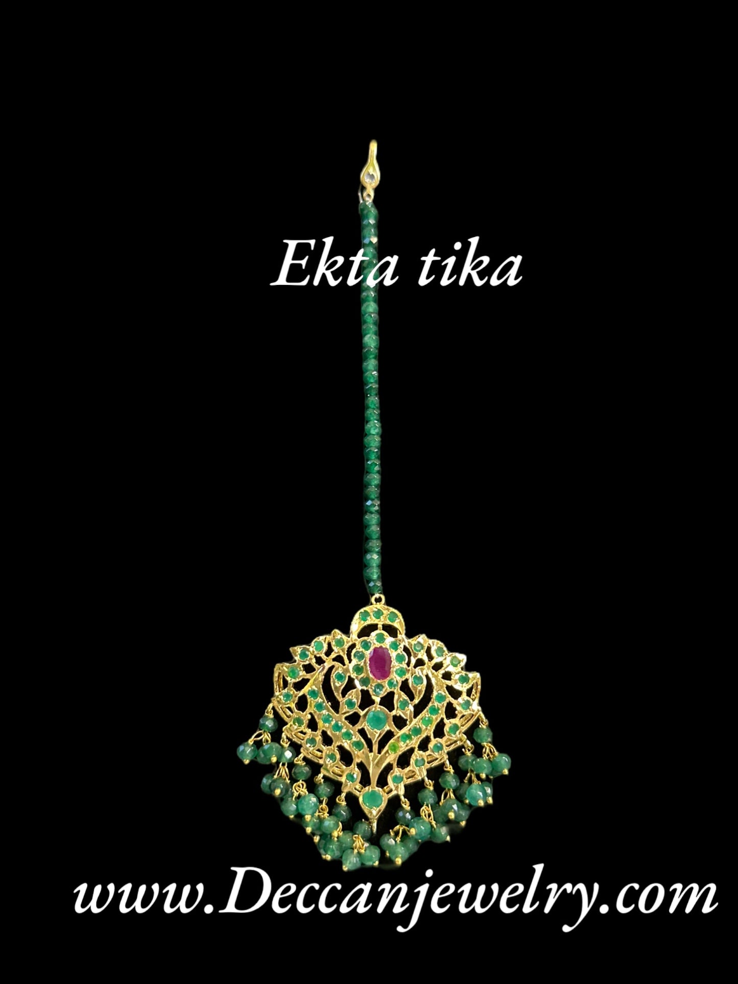 DJTK130  Ekta tika in ruby emerald ( READY TO SHIP )