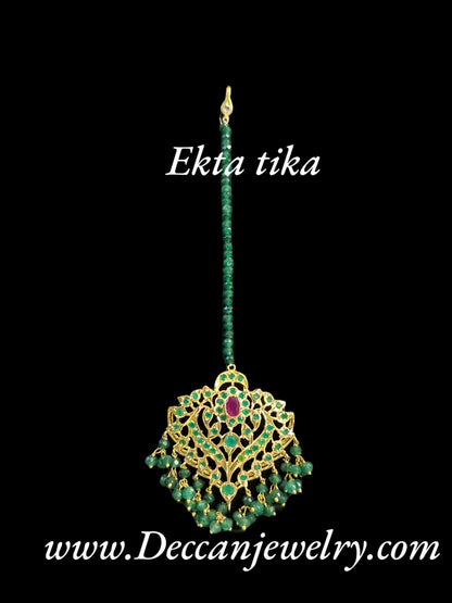 DJTK130  Ekta tika in ruby emerald ( READY TO SHIP )