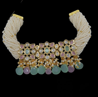 C156 Meera polki  choker with earrings ( READY TO SHIP )
