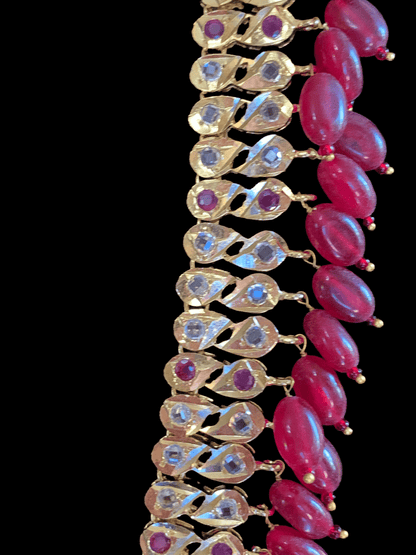 LN79 Rumaisa Pathani rani haar with earrings ( SHIPS IN 4 WEEKS )