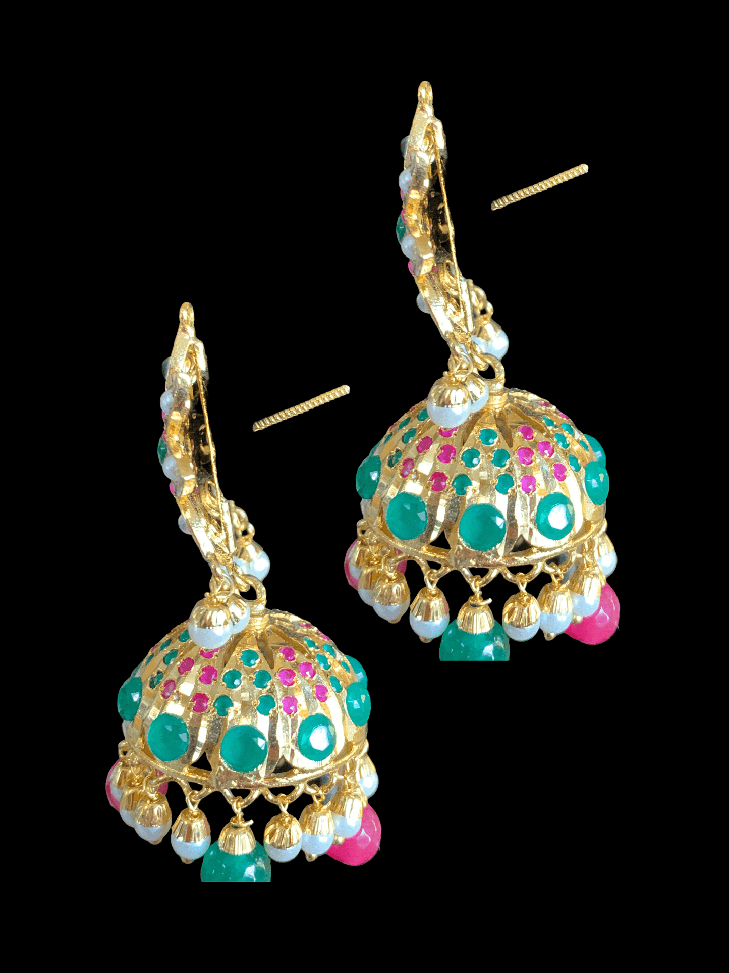 DER285 Jadau jhumka in ruby emerald ( READY TO SHIP)