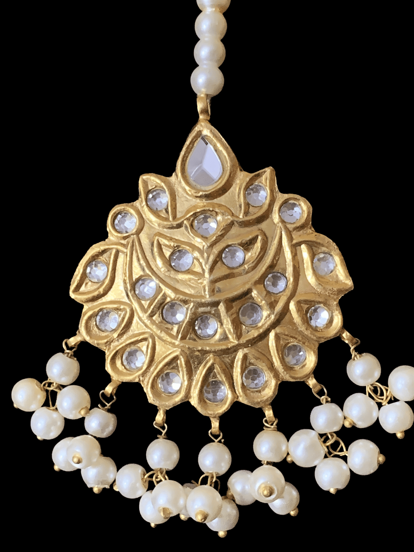 JTK23 Hiba kundan jhoomar tika in pearls ( READY TO SHIP  )