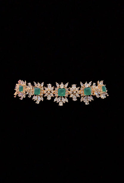 BR30 Sarah  gold plated cz set in green  ( READY TO SHIP )