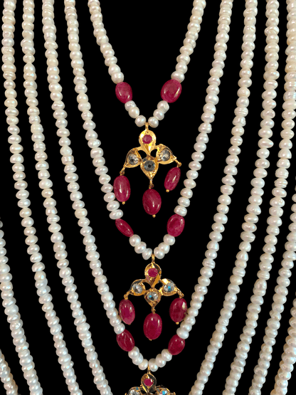 SAT18 Insia Hyderabadi satlada in fresh water pearls and rubies( SHIPS IN 4 WEEKS   )