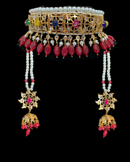 BR47 Navratan jadavi alcha  hyderabadi bridal set  (READY TO SHIP  )