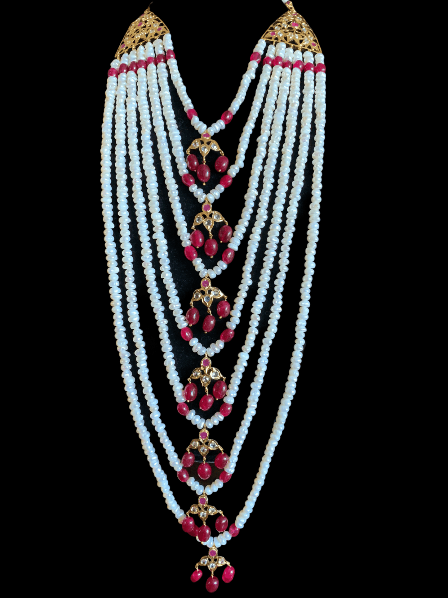 SAT66 Insia Hyderabadi satlada in fresh water pearls and rubies( SHIPS IN 3 WEEKS  )