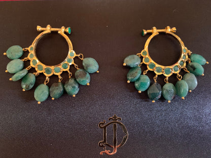 DER88 Neda natural emerald chandbali( READY TO SHIP )
