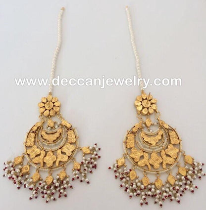 Mahira multicolor Pakistani kundan statement chandbali earrings DER19 (READY TO SHIP)  )