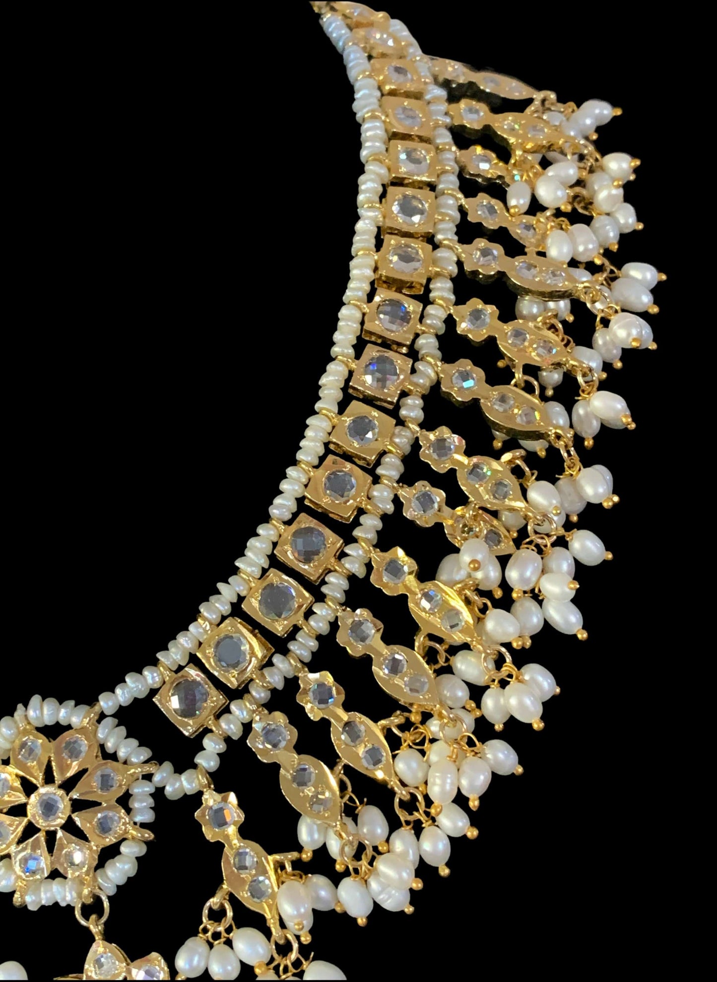 NS222 Kali hyderabadi necklace set in fresh water pearls (SHIPS IN 2 WEEKS )