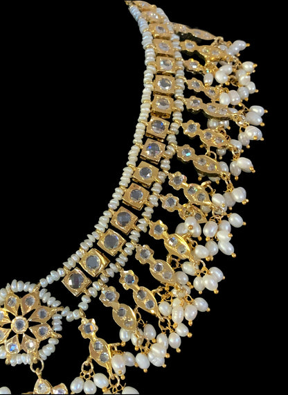 NS222 Kali hyderabadi necklace set in fresh water pearls (SHIPS IN 2 WEEKS )