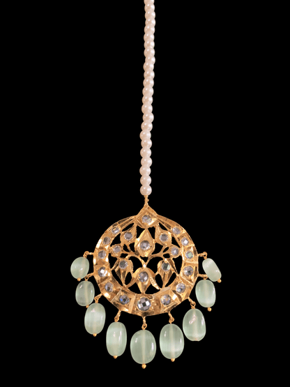 BR61 Insia Jadavi lacha bridal-set in green beads  ( SHIPS IN 4 WEEKS  )