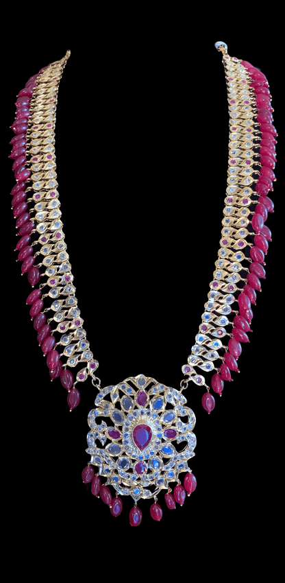 LN79 Rumaisa Pathani rani haar with earrings ( SHIPS IN 4 WEEKS )