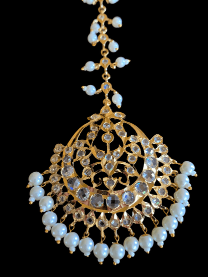 JTK10 Hira jhoomar and tika  in pearls ( SHIPS IN 3 WEEKS )