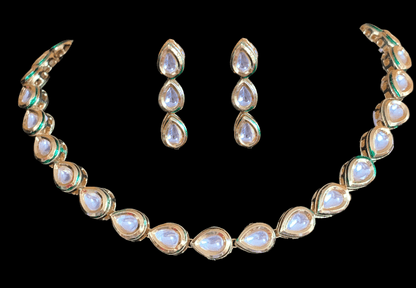 NS82 Kundan necklace set with earrings   (READY TO SHIP)