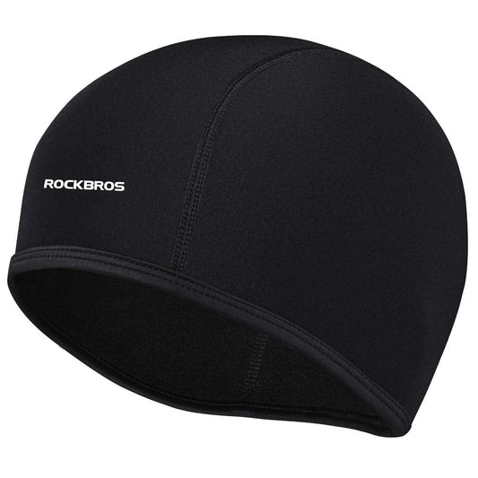 ROCKBROS Skull Cap Men's Winter Cycling Cap Windproof Warm Fleece Thermal Hat Helmet Liner Caps Black for Hiking Skiing Riding - Triathlete Store
