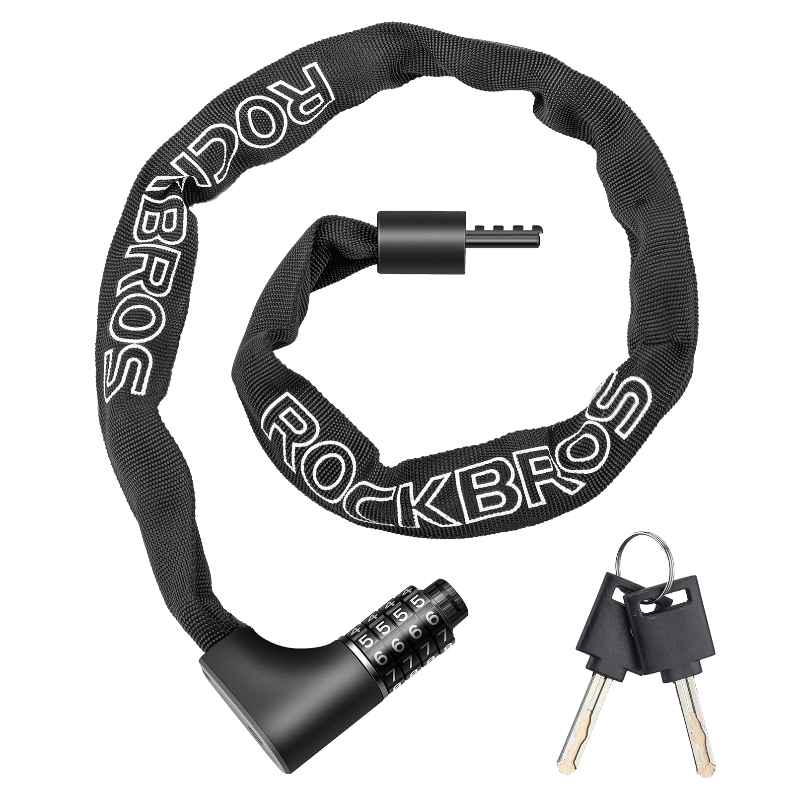 ROCKBROS 3.2FT Heavy Duty Bike Chain Lock Anti-Theft Security Lock Resettable Combination 2 Keys - Triathlete Store